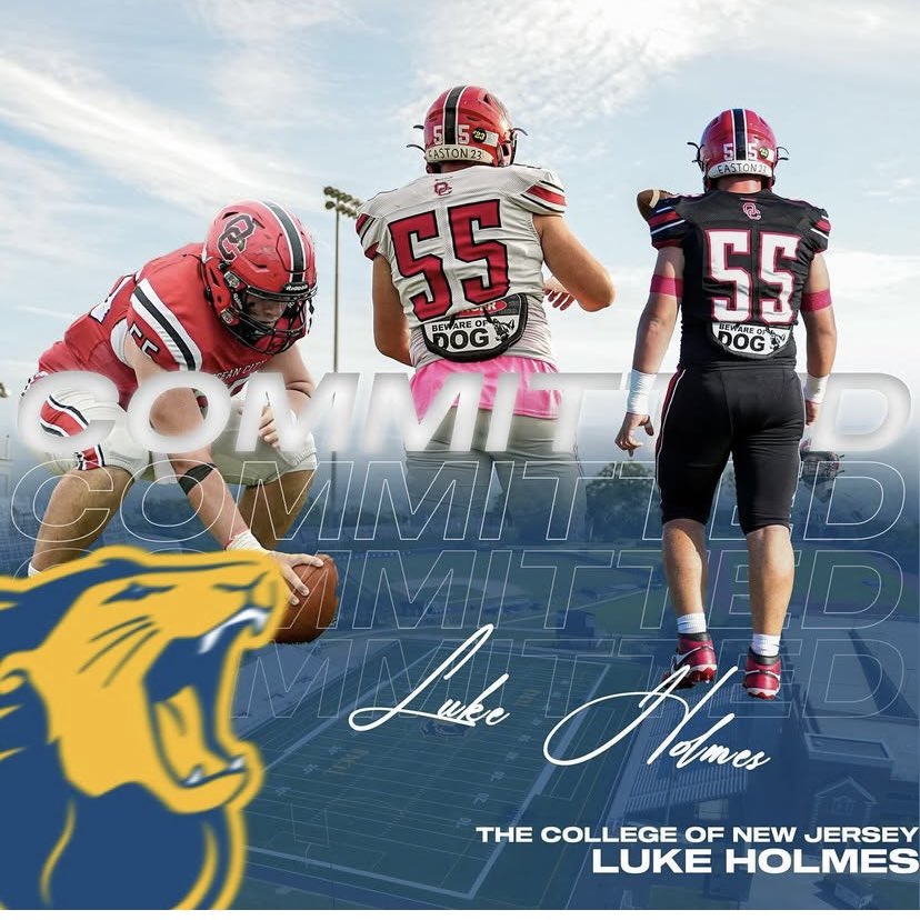 Ocean City High School Football (@ochs_football) on Twitter photo Congrats to OCHS senior Luke Holmes on committing to continue his academic and athletic career at The College of New Jersey. A three-year starter at center, Luke will be tough to replace! <a href="/TCNJfootball/">TCNJ Football</a> Congrats to OCHS senior Luke Holmes on committing to continue his academic and athletic career at The College of New Jersey. A three-year starter at center, Luke will be tough to replace! <a href="/TCNJfootball/">TCNJ Football</a>