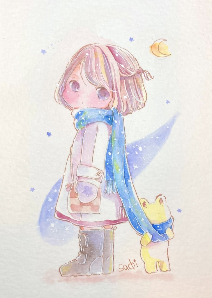 「おはようございます昨日は寒くて不調で、結局帰宅後ぬくぬくしてました。明日はまたお」|チコリ@✨🐸羽根🪶としっぽ展のイラスト