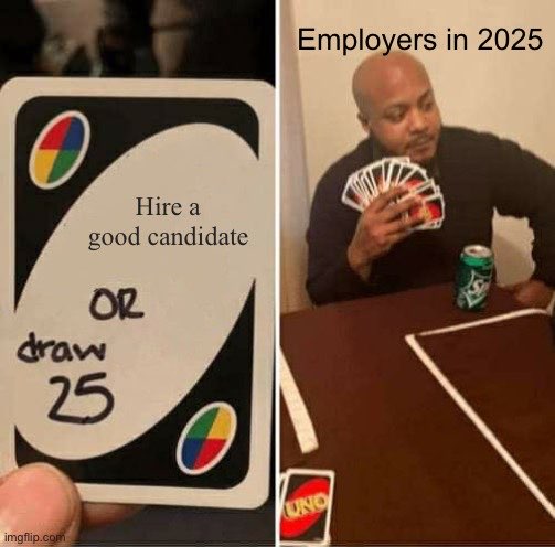 ShortcutCV's tweet photo. Hire a good candidate or draw 25?
Yeah, we see you giving that side-eye. If job apps in 2025 feel like a stacked deck, you’re not imagining things.

Tell us: what’s the biggest red flag you’ve spotted in a hiring process?
#SuspiciousButTrue #HiringReality #LetItOut https://t.co/fZ2fBVFCe7