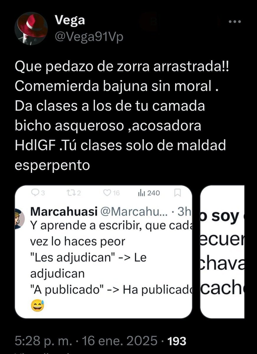 HILO DE POSTS DENUNCIABLES A X
Aquí pongo sólo unos cuantos ejemplos, pero de uno en uno, que se vean bien, de alguien que se dedica a insultar y vejar a muchas mujeres en X.
Este perfil es totalmente denunciable a X
Y de lo que tenga dentro de su cabeza, que se encarguen otros👇