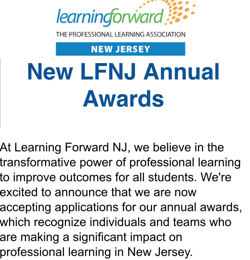 LearnForwardNJ's tweet image. 🏆 The deadline is approaching! Apply for the LearningForwardNJ Annual Awards by February 20th. **Paid members of LFNJ are eligible for awards**
Apply here: docs.google.com/forms/d/e/1FAI…
#LearningForwardNJ #EducationExcellence #TeacherLeaders #NJEd