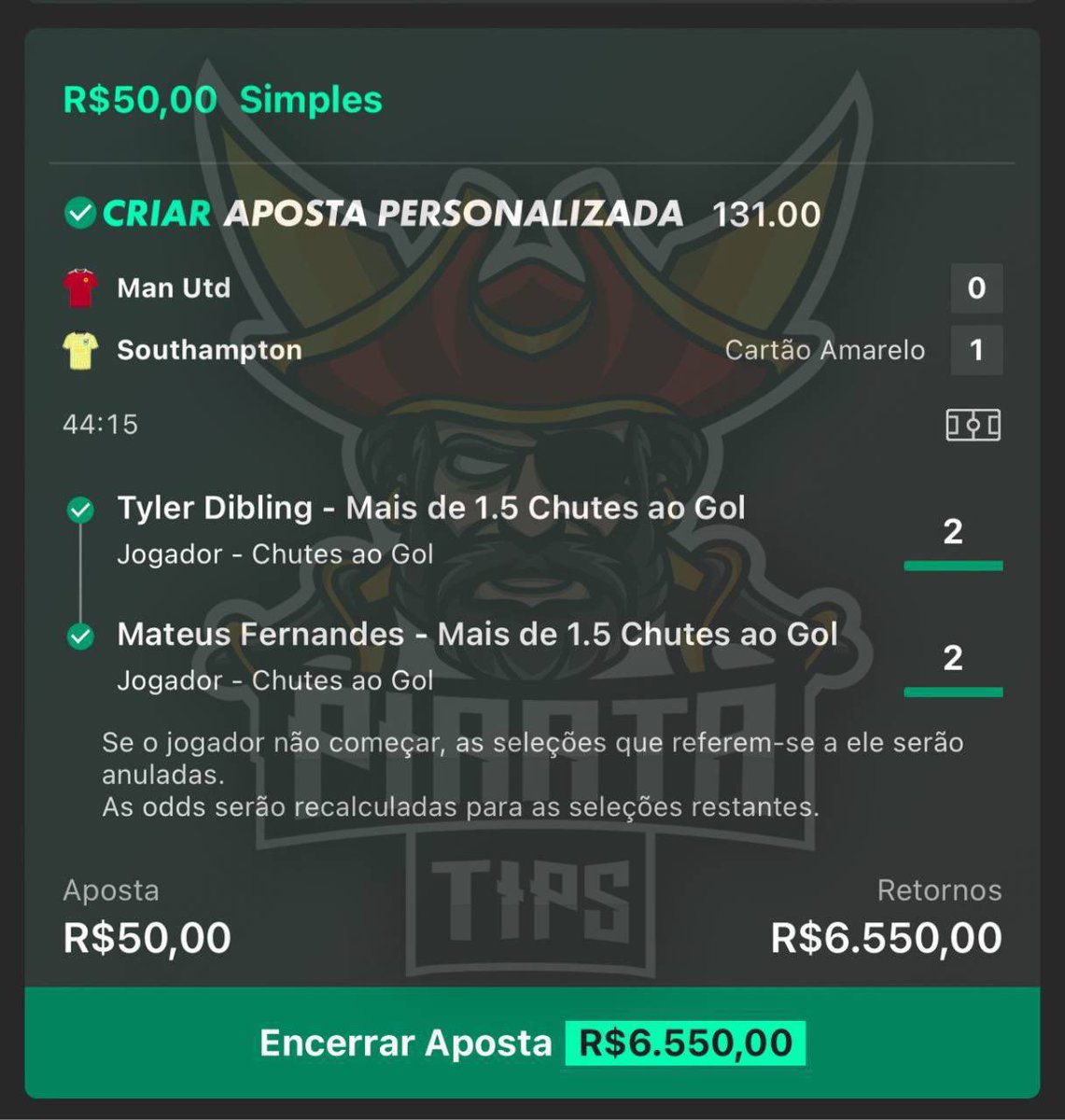 PirataTips's tweet photo. Forrada minha tropa, quem seguiu forrou 
Odd 131 ✅✅✅

Enviada no canal free: https://t.co/VS7JkN4cnK https://t.co/ObwA8OCudO
