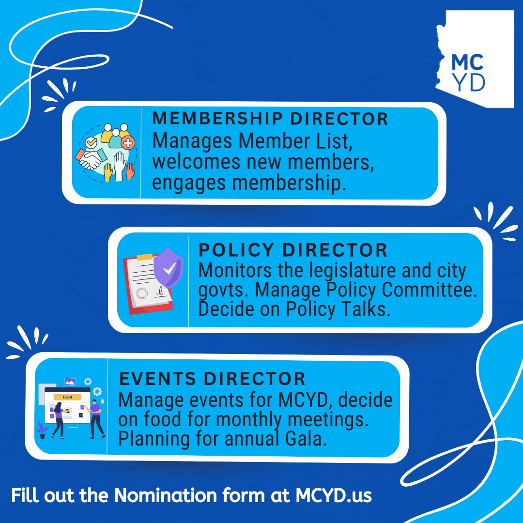 📣❗MCYD Elections are coming up on January 27th at 6pm! Learn more about the process and the open positions at MCYD.us 

You must be in person to vote or run for office.
