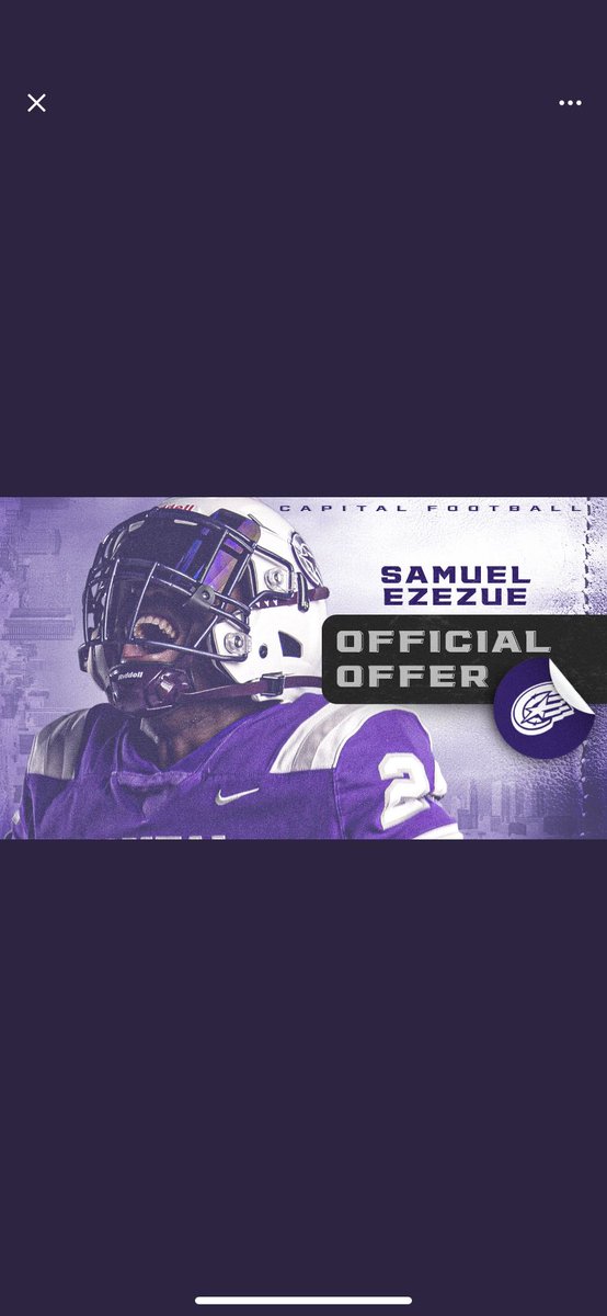 ezezusam's tweet photo. Blessed to receive an offer from @CapitalU_FB @Coachcalexander !
@StratfordFB1 https://t.co/6s1fHcpZET
