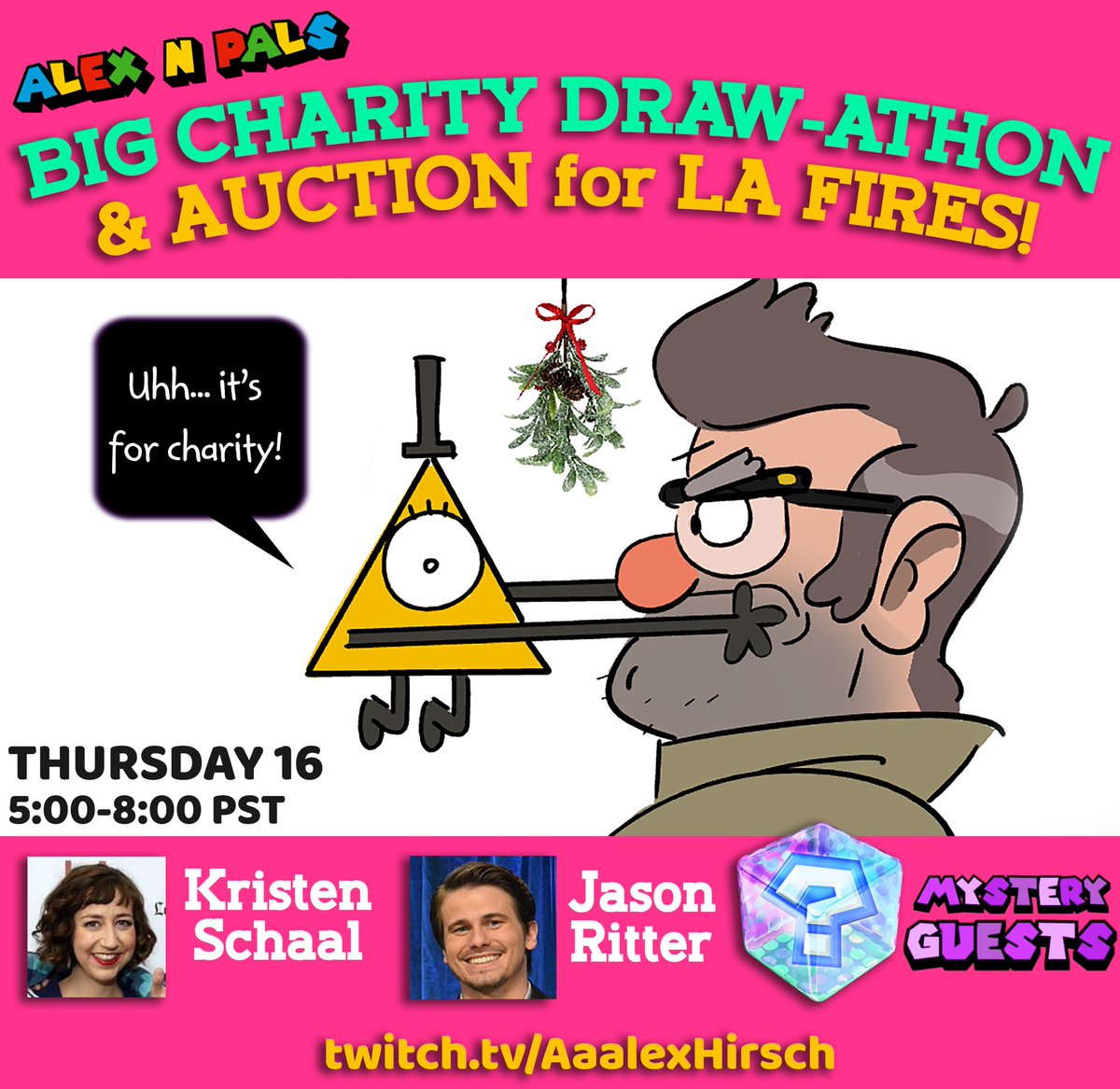 _AlexHirsch's tweet image. 2 hours until the #AlexNPalsCharity stream!!

Watch here!
twitch.tv/AaalexHirsch

Donate here!
shorturl.at/y3bwX

Bid here!
shorturl.at/lYISv

Let’s add a little brightness to this hellish world!!