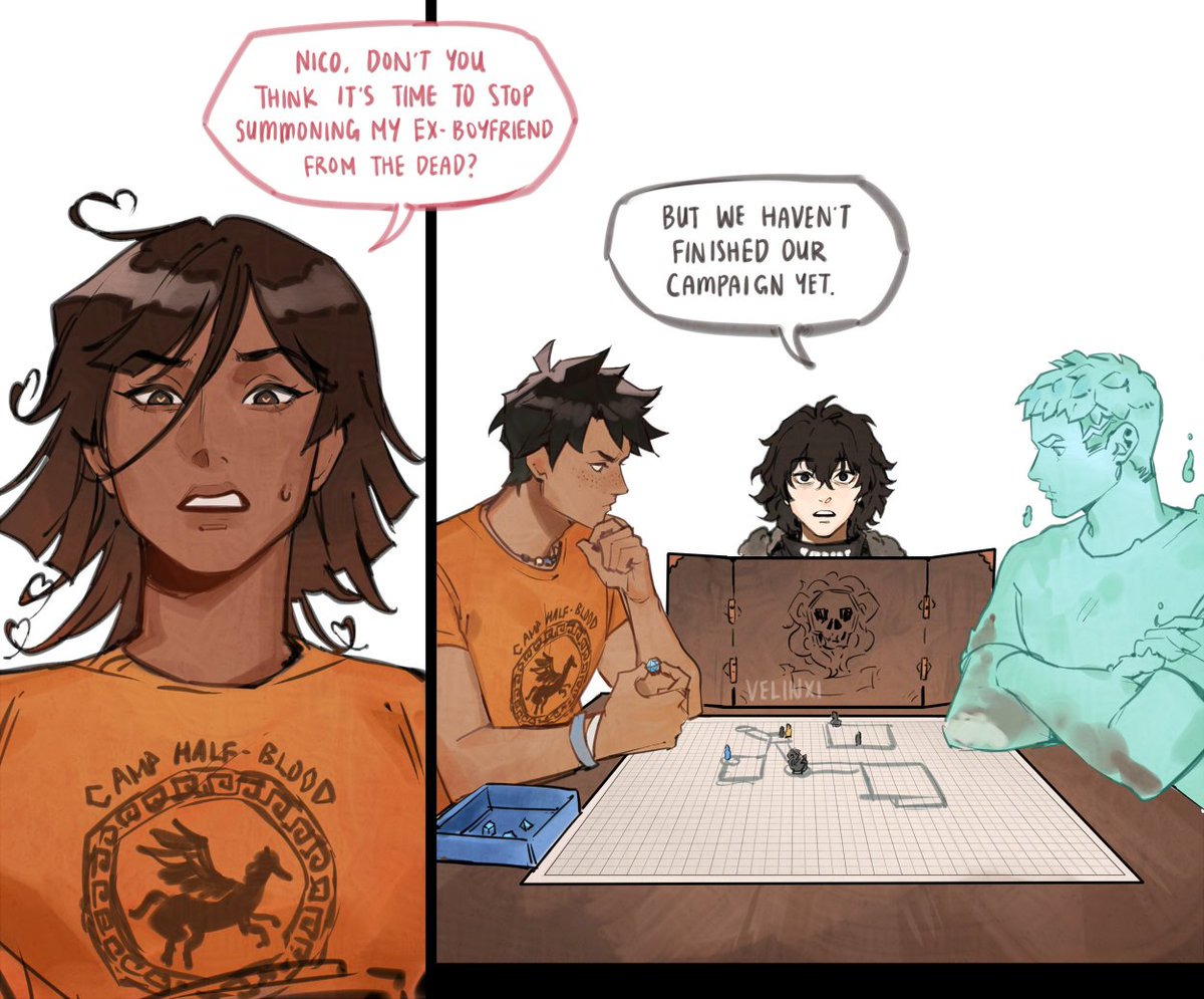 Velinxi's tweet image. Jason may have lost the queen but that doesn't mean he needs to give up his (ghost) king #pjo