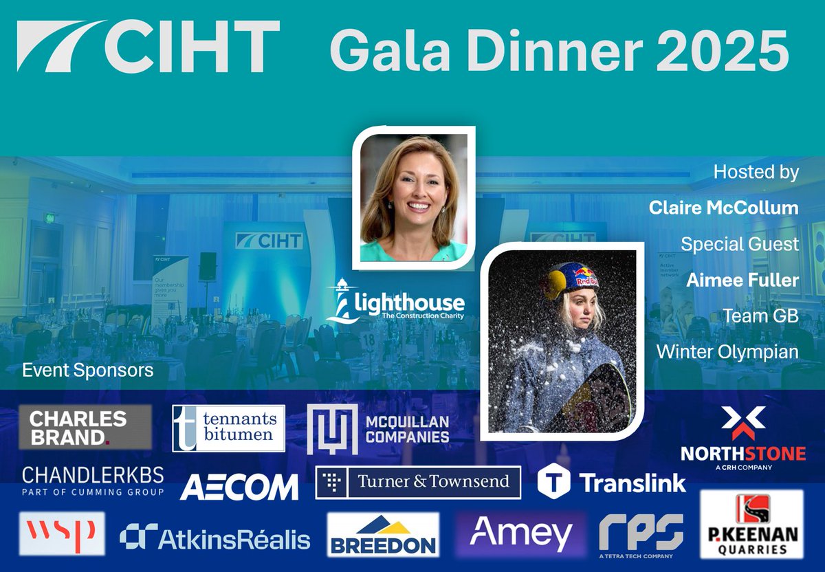 <a href="/CIHT_NI/">CIHT NI Region</a> Gala Dinner  
20 March 2025 
Clayton Hotel, Belfast

Book here now lnkd.in/eSPXqr_c 
Sponsorship opportunities are available. 
Please contract Andrew Murray at northernireland@ciht.org.uk

<a href="/CIHTUK/">CIHT</a>