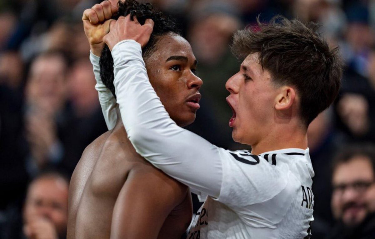 realmilgrauu's tweet photo. Será que hoje o Ancelotti entendeu que tem que da oportunidades para os garotos?

Dois gols do Endrick e duas assistências para o Arda Güler.

ANCELOTTI, DEIXA OS GAROTOS BRINCAR! https://t.co/jWlafOkCgw