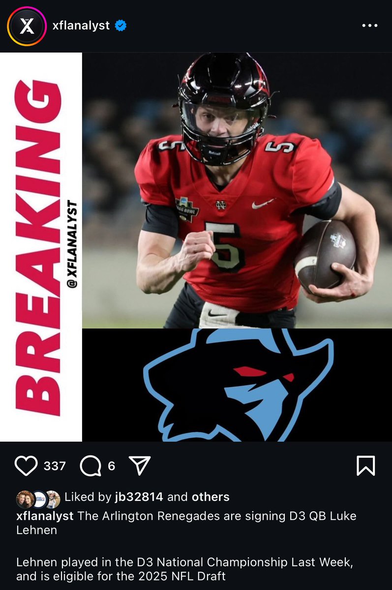 The Third Division (@the3rd_division) on Twitter photo Luke Lehnen <a href="/lukelehnen/">Luke Lehnen</a> has been signed by the Arlington Renegades of the UFL!!! #d3fb 😤😤😤 Luke Lehnen <a href="/lukelehnen/">Luke Lehnen</a> has been signed by the Arlington Renegades of the UFL!!! #d3fb 😤😤😤