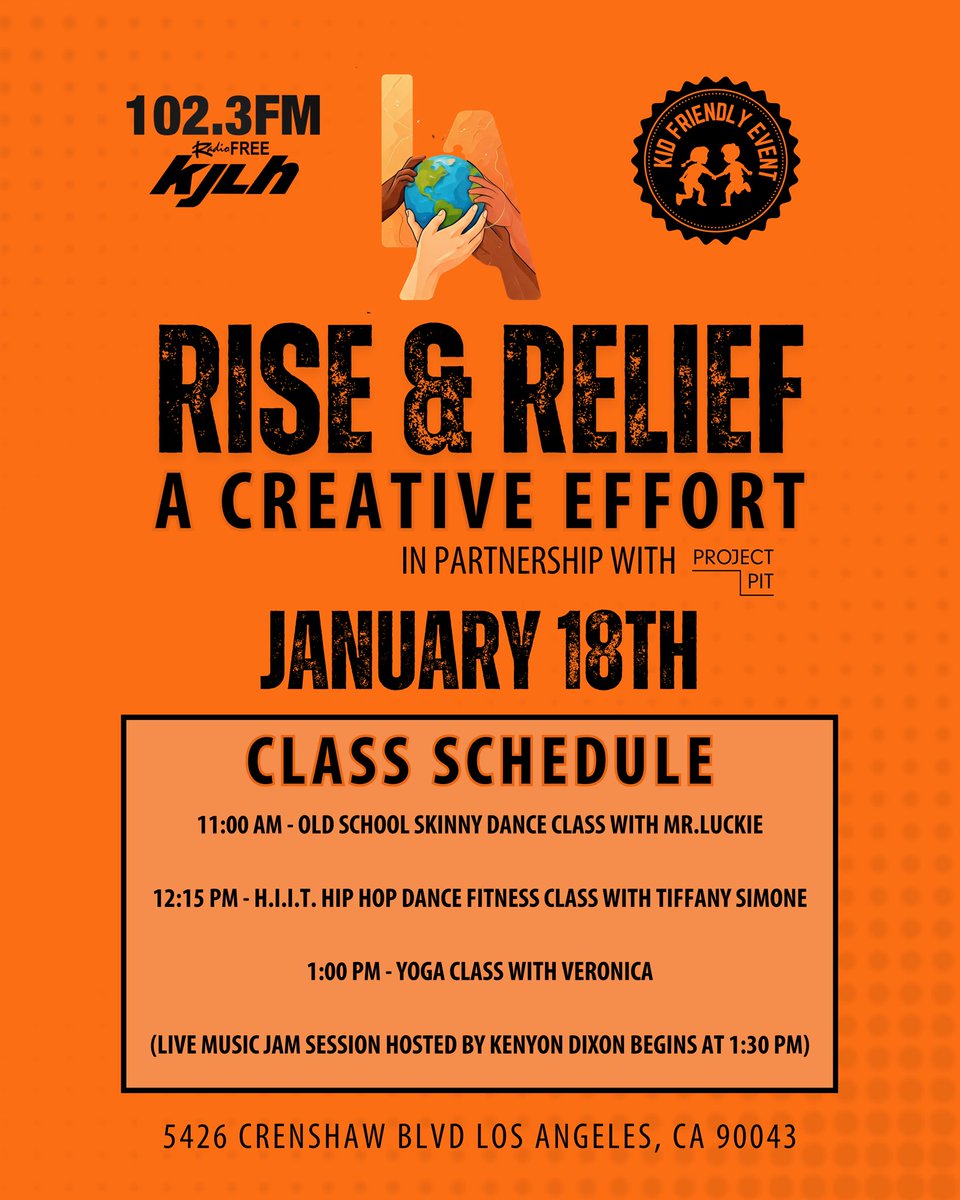 If you’re in LA, come join me and the homies tomorrow as we give back. We’ll have food, mental health resources, dance/fitness classes, a live music jam and more. All free and in support of the LA Wildfire victims. Listed donations are encouraged. 

See you Saturday 🙏🏽