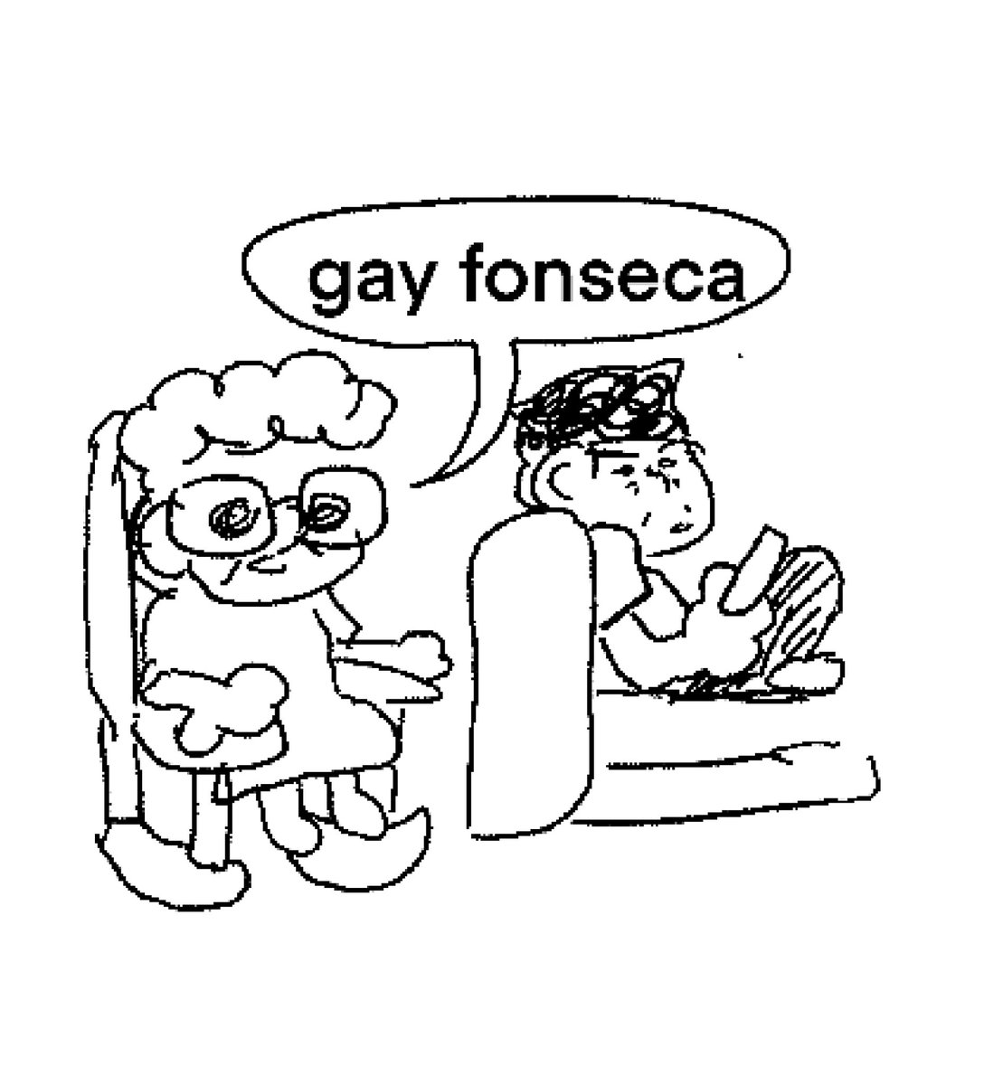 taba viendo La Comay con abuela hoy y estaban hablando de Jay Fonseca y ella sin ninguna razon alguna sin ninguna emoción dijo “gay fonseca” y se quedo mirando la TV sin decir mas na