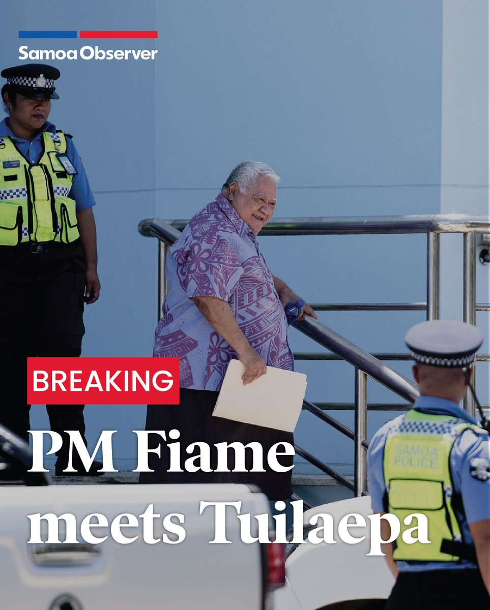 samoaobserver's tweet photo. Seen leaving the Legislative Assembly Office, Tuilaepa has just concluded talks with PM Fiame ahead of next week’s crucial parliamentary sitting. 

Read story: https://t.co/uJtz3BrVUs https://t.co/fEUhOJjovB
