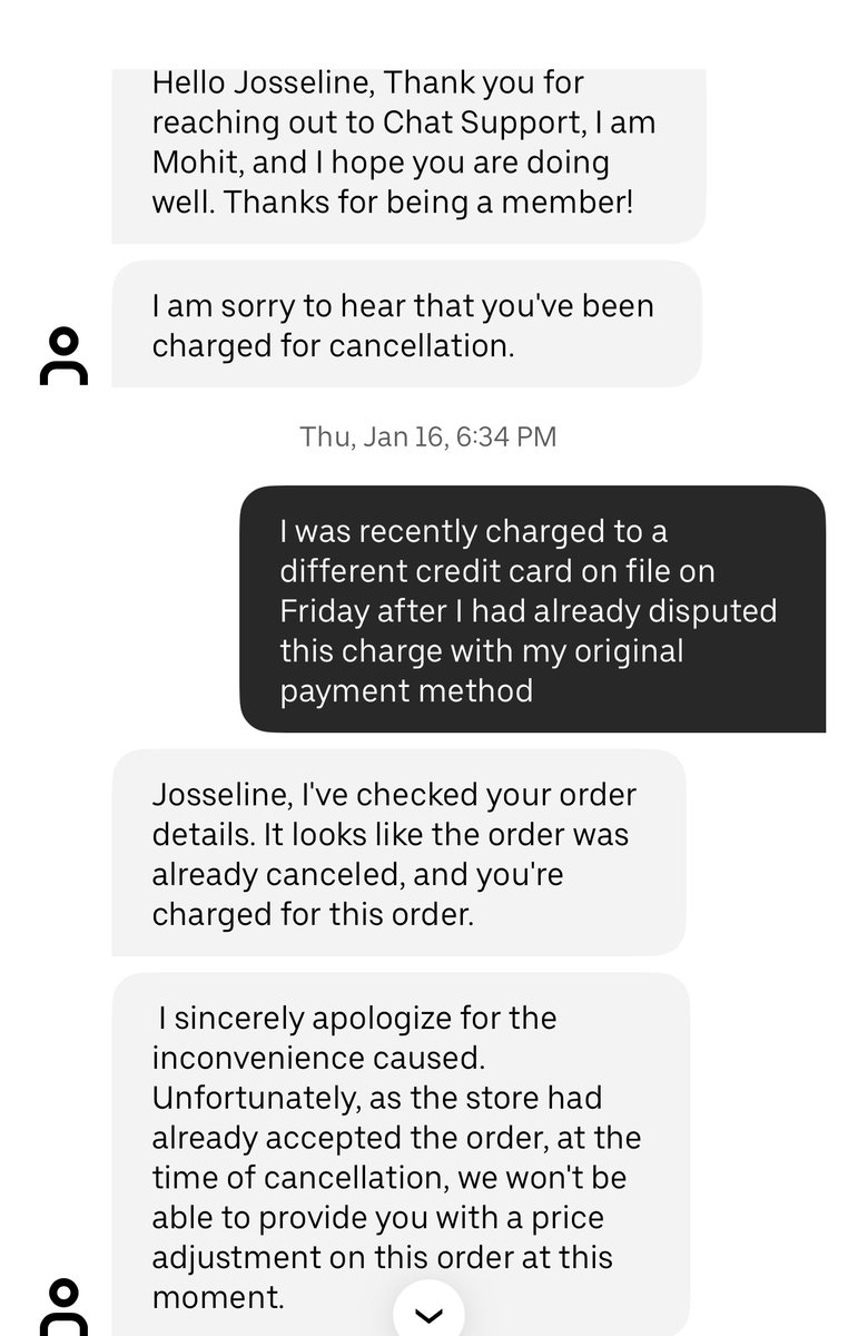 JLamberck's tweet photo. @UberEats is absolutely the worst, I have been disputing this charge for a canceled order for over a month. I disputed it with the bank and once resolved I ordered a ride with @Uber and I was charged AGAIN for this previous disputed order. The response I got is absurd! the worst! https://t.co/MhAlzhtFtx