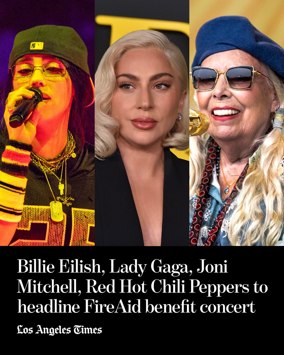 latimes's tweet photo. A star-studded lineup of artists is set to take the stage for FireAid, a Jan. 30 benefit concert for fire relief efforts in Los Angeles.

Learn more: https://t.co/XUwYigRpDW https://t.co/O1FyCNByFR