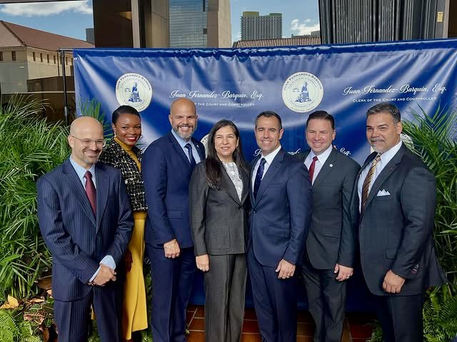 DadeDelegation's tweet photo. Members celebrated the investiture ceremony of the Honorable Juan Fernandez-Barquin, Esq., Clerk of Courts and Comptroller. We are confident that he will lead Miami-Dade County with unwavering support and integrity. Congratulations once more! https://t.co/rWdZQq3VG8