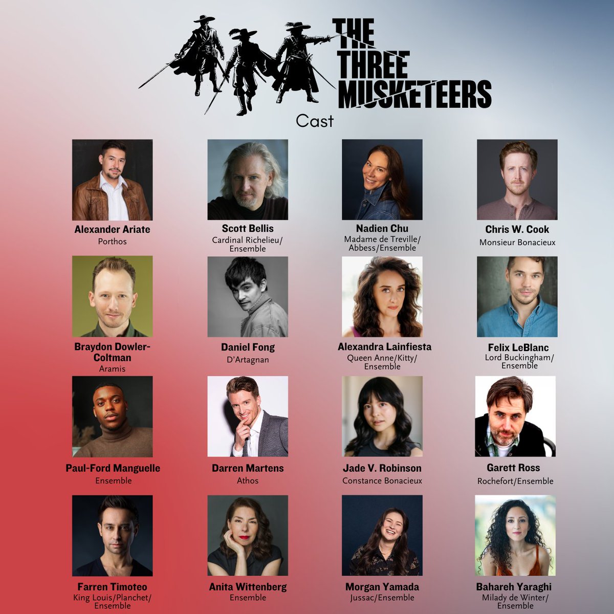 theArtsClub's tweet photo. The first performance of #ACTCThreeMusketeers is here! Meet the wonderful team bringing this co-production with the Citadel Theatre to life in Vancouver! 🤺🇫🇷

THE THREE MUSKETEERS is playing January 16 to February 16.

🎟️: https://t.co/3YjPSGodmp https://t.co/OXLKvAFoQg