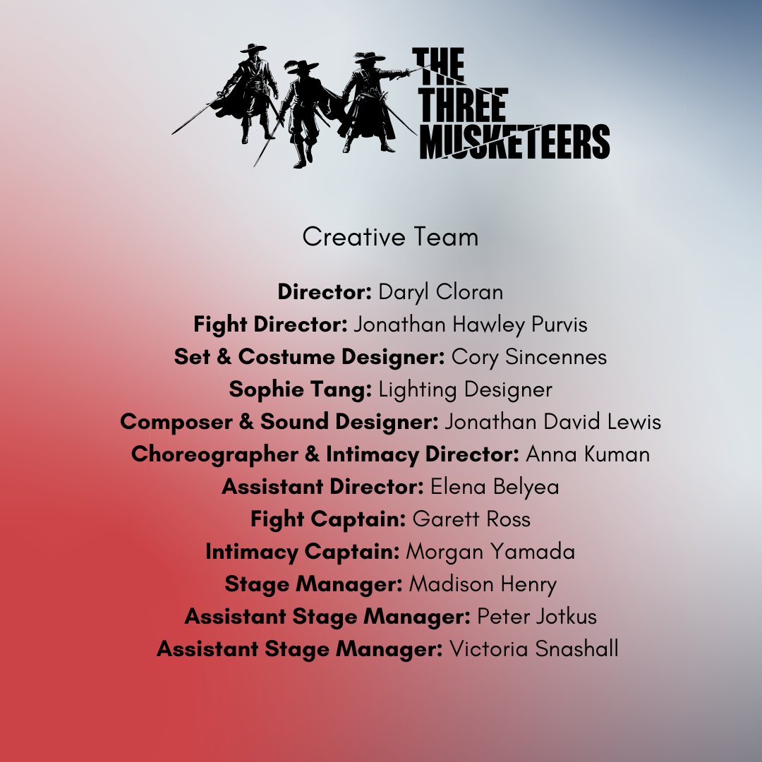 theArtsClub's tweet photo. The first performance of #ACTCThreeMusketeers is here! Meet the wonderful team bringing this co-production with the Citadel Theatre to life in Vancouver! 🤺🇫🇷

THE THREE MUSKETEERS is playing January 16 to February 16.

🎟️: https://t.co/3YjPSGodmp https://t.co/OXLKvAFoQg