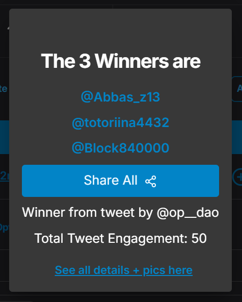 op__dao's tweet photo. @MarkMeng15 Congrats 🔥 
@Abbas_z13
@totoriina4432
@Block840000 https://t.co/tlSSM54ot5