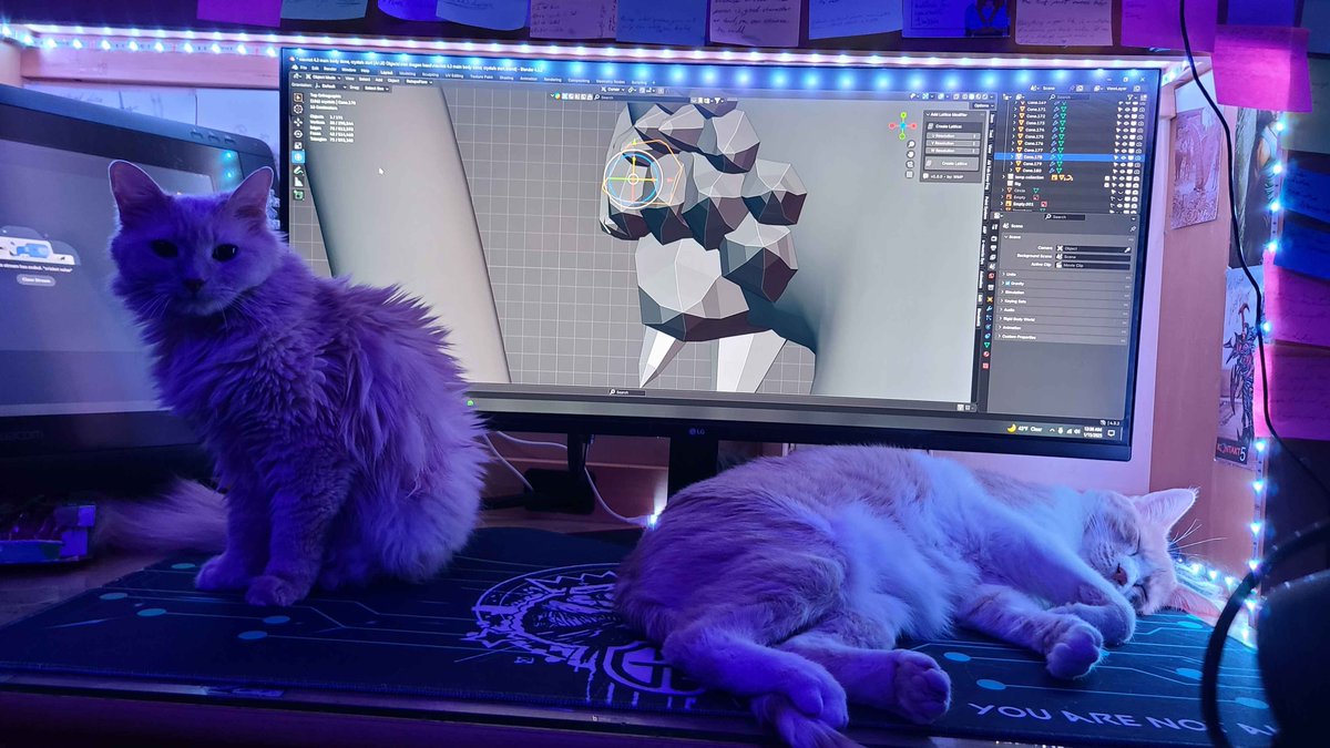 Still alive, just been working on 3d stuff and taking care of parents/life, have two of my cats being cute in the meantime