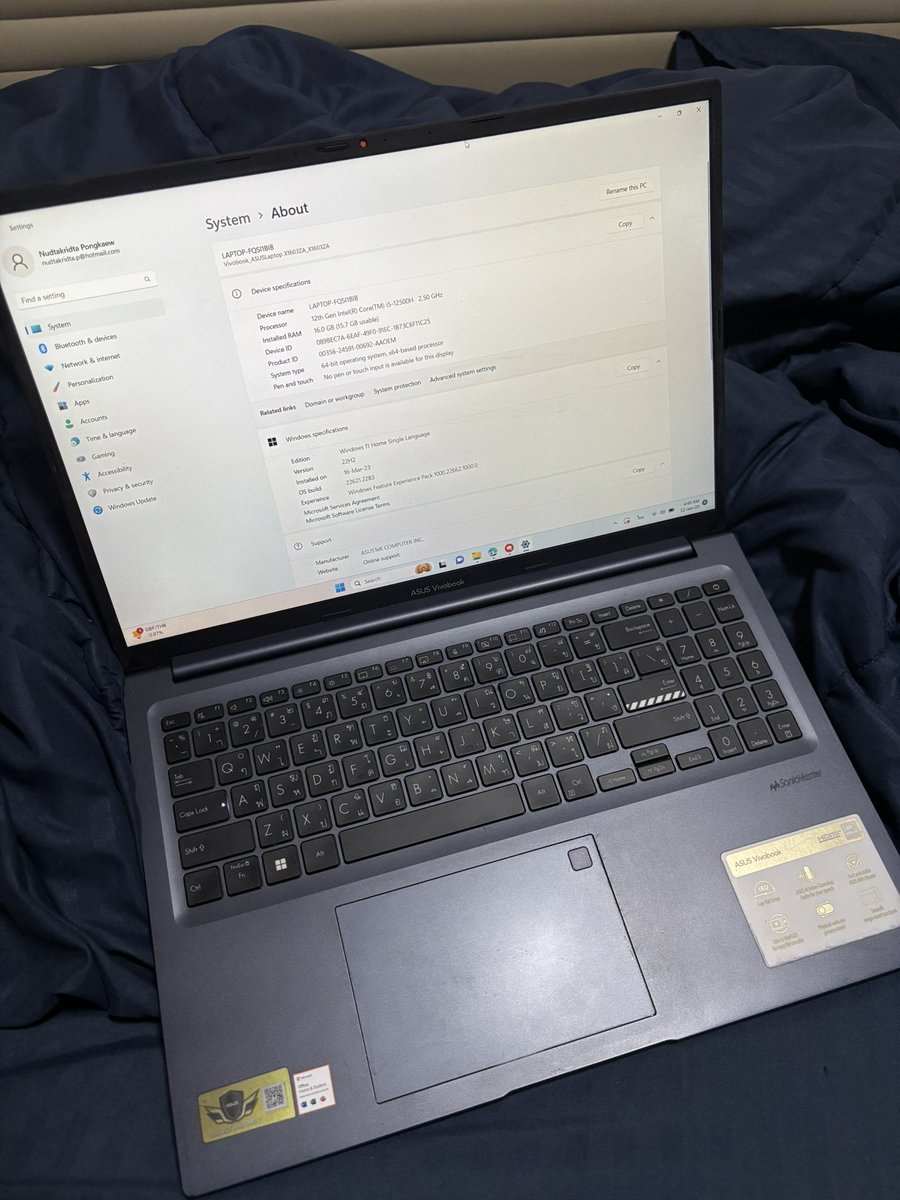 kfntp_'s tweet photo. ส่งต่อครับ โน๊ตบุ๊คทำงาน Asus Vivobook 16X X1603ZA (ปี2022) core i5 gen12 อัพแรมเป็น 16 gb แล้ว Windows 11 Home + Office Home &amp; Student สภาพประมาณ 95%
🖇️ ขายในราคา 12000 (จากราคาเต็ม  24990 บาท) สอบถามเพิ่มเติมได้คับ

#ส่งต่อโน๊ตบุ๊ค #ส่งต่อ #ส่งต่อasus #โน๊ตบุ๊คมือสอง https://t.co/n24l40x07q