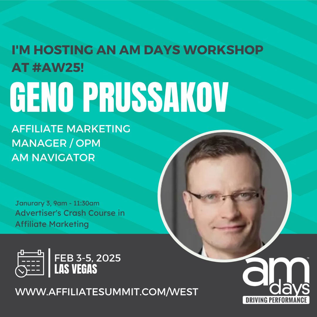 Excited about the upcoming @AffiliateSummit! I've been on stage at most of the 35 Affiliate Summits I've attended, and since 2019 I've been running my <a href="/AMDays/">AM Days</a> (as affiliate marketing workshops) within these shows. Can't wait for this one already! Ping me if you want to meet.