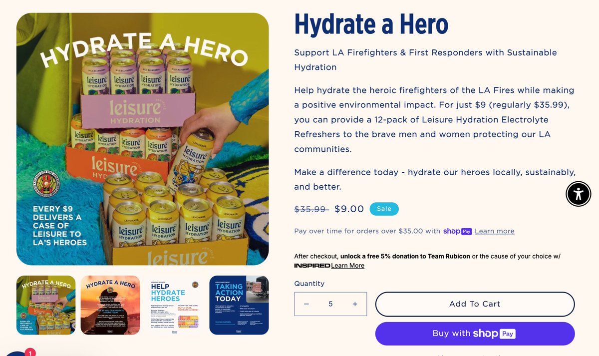 All responses are generally good responses but I love what <a href="/drinkleisure/">drink leisure</a> is doing to support the #LAFires, focusing on first responders.

Class act, team. Thank you!