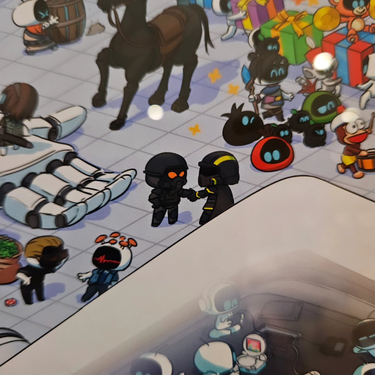 Thank you <a href="/TeamAsobi/">Team ASOBI</a> for this very sweet picture and other #Astrobot goodies that arrived today to <a href="/ArrowheadGS/">Arrowhead Game Studios</a> headquarters! 💙 We spent a good time playing Find the Helldivers!
#Helldivers2