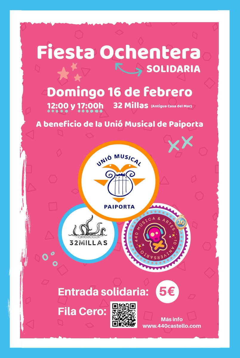 La Unió Musical de Paiporta ha sido una de las entidades más afectadas por la riada de octubre. Queremos echarles una mano. La entrada son 5€, íntegra para Paiporta. Se compra el día del evento en el 32 Millas.Vente porque va a ser un fiestón y de paso, de paso cañamassso😎✌️