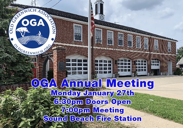 Join us at the OGA Meeting Jan 27 Sound Beach Firehouse (2nd floor). Doors open at 6:30pm, meeting 7pm. We will have speakers from various organizations to inform &amp; update us on what is going on in town. Plus the OGA award will be presented to a deserving member of our community!