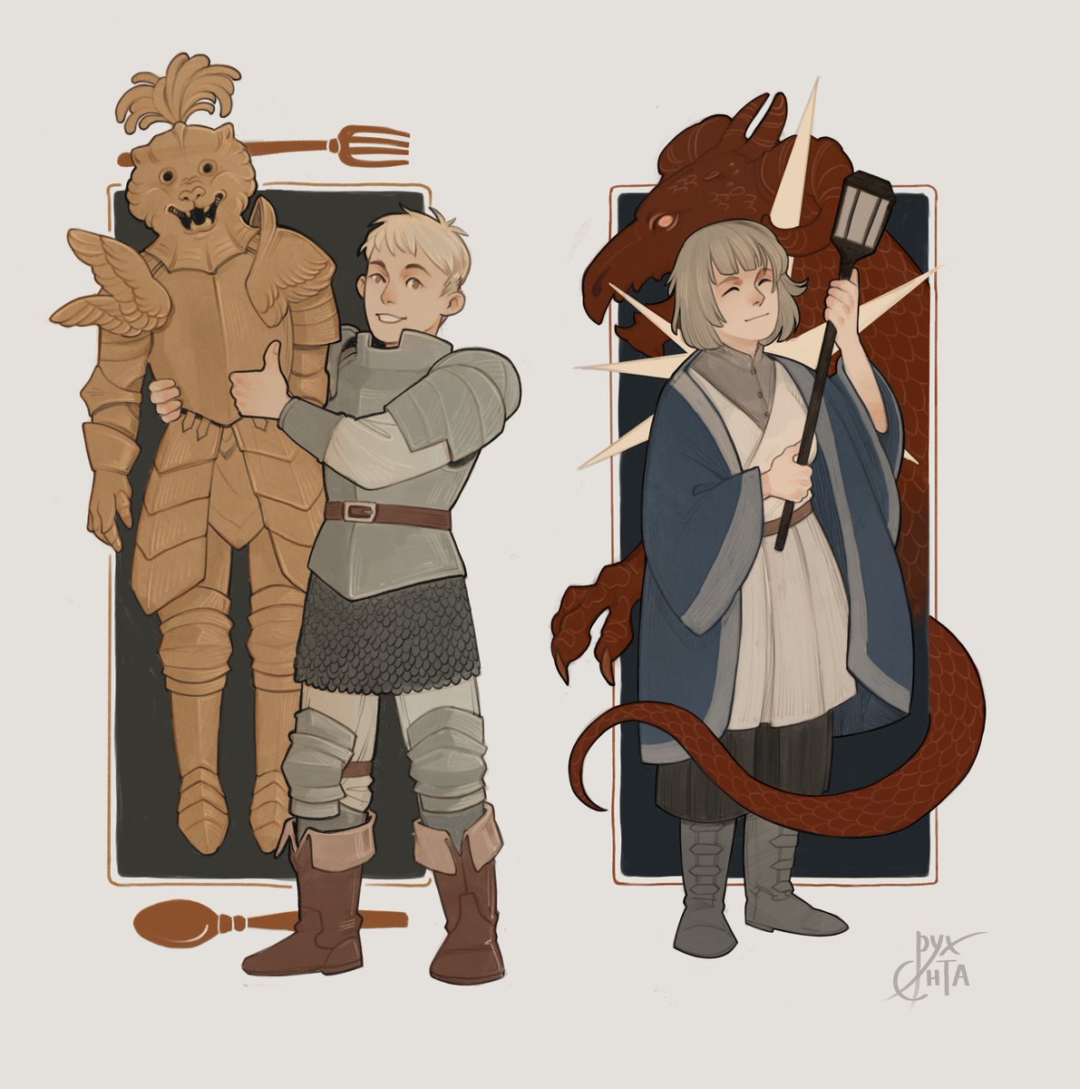 #dungeonmeshi 

doing small portraits of as many characters as my determination allows