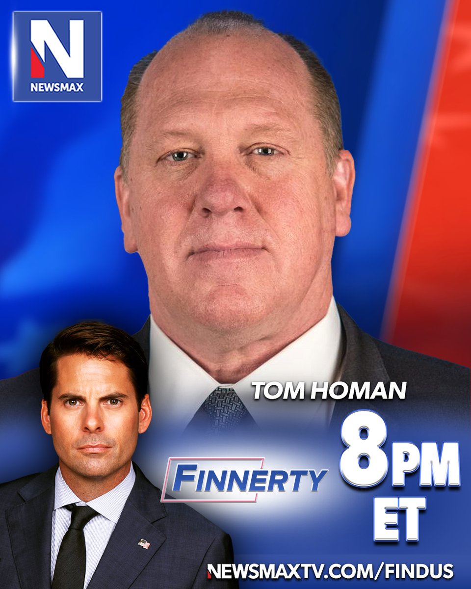 NEWSMAX (@newsmax) on Twitter photo TONIGHT: Incoming Trump border czar Tom Homan joins "Finnerty" to talk about the border crisis, Biden's legacy, and much more — 8 PM ET on NEWSMAX. WATCH: nws.mx/tv
<a href="/RealTomHoman/">Thomas D. Homan</a> TONIGHT: Incoming Trump border czar Tom Homan joins "Finnerty" to talk about the border crisis, Biden's legacy, and much more — 8 PM ET on NEWSMAX. WATCH: nws.mx/tv
<a href="/RealTomHoman/">Thomas D. Homan</a>