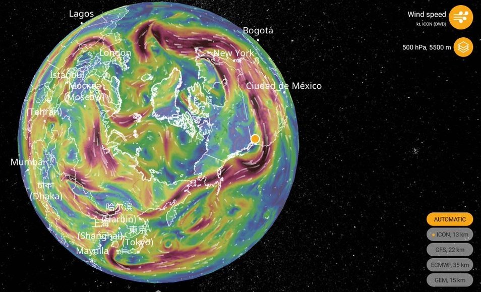 tmallard's tweet photo. A reason for such that jetstreams went from west-to-east with connected storms in fairly continuous waves 70's theoretical model
To today in fall Siberian cold gets moved north to dump heat & moisture then heads south over land as a #groundhugging #airmass 1500ft thick to 1500mi wide oozes Pt.Barrow to the Gulf where the snout meets moist-warmer air you get severe weather
A #PolarVortex implies a jetstream connection like the model, there's none is the change, over Asia heat-cold exchanges in vortices/cyclonic low-high hPa's pairs, N.America makes it more obvious, jetstreams in pieces
Spring, temp at 5cm has tiny wind arrows the whole way, blue lines general flow, Mar 23, 2023, jetstream Apr 2
Fwiw
