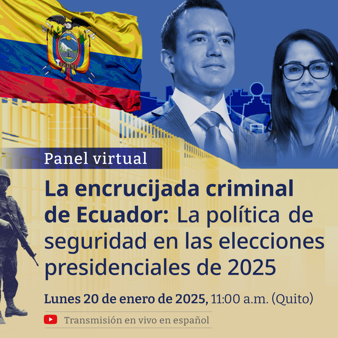 🇪🇨 | Acompáñenos mientras InSight Crime y un panel de expertos ecuatorianos debaten sobre las políticas de seguridad, la retórica política y la actuación en los debates de los candidatos que encabezan las encuestas en las próximas elecciones presidenciales de Ecuador. ¿Podrá