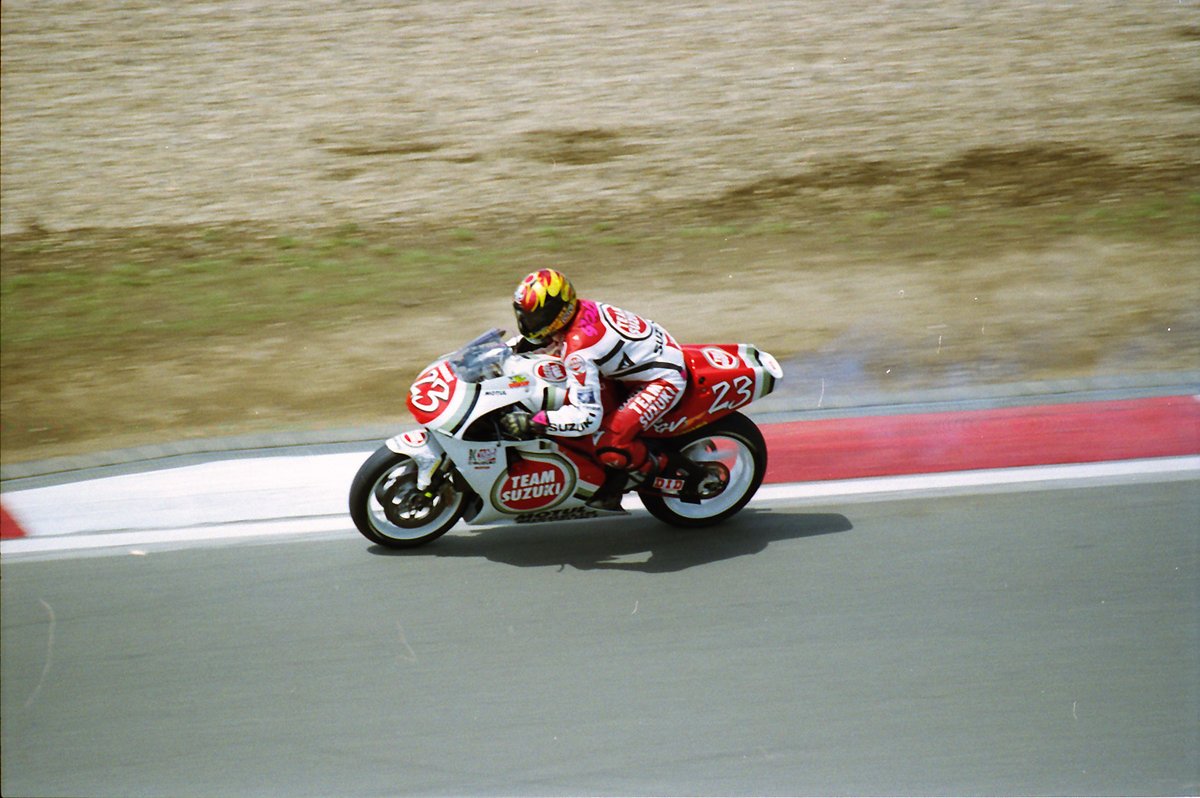 bgmotogp's tweet image. Two years without "The Go Show." Anthony Gobert was only 48.
We'll never forget his unreal talent and wild slides on the Honda RC45 and Suzuki 500s. Pure, unscripted entertainment. The track lost some serious magic.
RIP :( #MotoGP #WSBK
📸: Dieter Gerhards