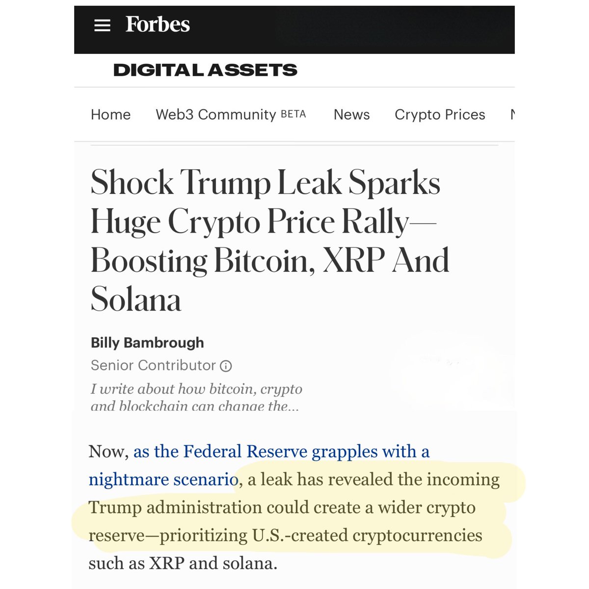 🚨BREAKING: Trump expected to propose forming an America-first crypto  reserve that would 