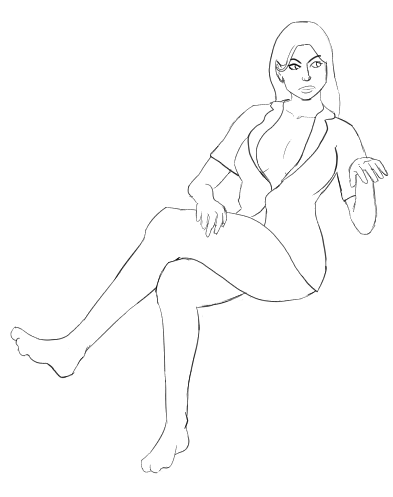 ArtsBirdie's tweet photo. Lineart is done (minus the chair) I might change the hand so she's holding a wine glass? I'm not sure where I will take this piece, just a nice bit of practice! https://t.co/4ENgGXdw4E