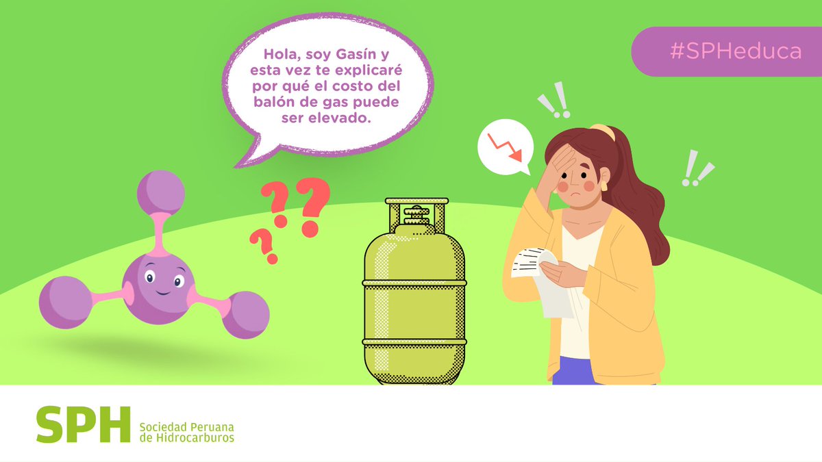 sphidrocarburos's tweet image. #SPHEduca | Nuestra molécula viajera se puso a averiguar por qué el balón de GLP tiene un precio más alto y qué tiene que pasar para que más peruanos tengan una energía más económica en sus hogares. ¡#Gasín te lo cuenta! #GasNatural #GLP