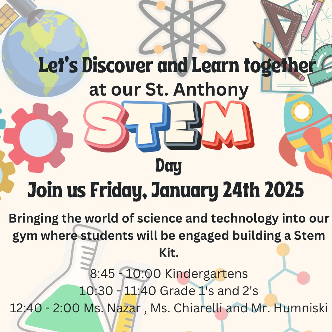 We will be busy Friday, January 24th as our Ss will be participating in a fun, learning filled, &amp; action packed day of STEM activities. Looking forward to the excitement! #PhoenixProud #BetterTogether <a href="/DPCDSBSchools/">Dufferin-Peel Catholic District School Board</a> <a href="/NunoTome8/">Nuno Tome</a>