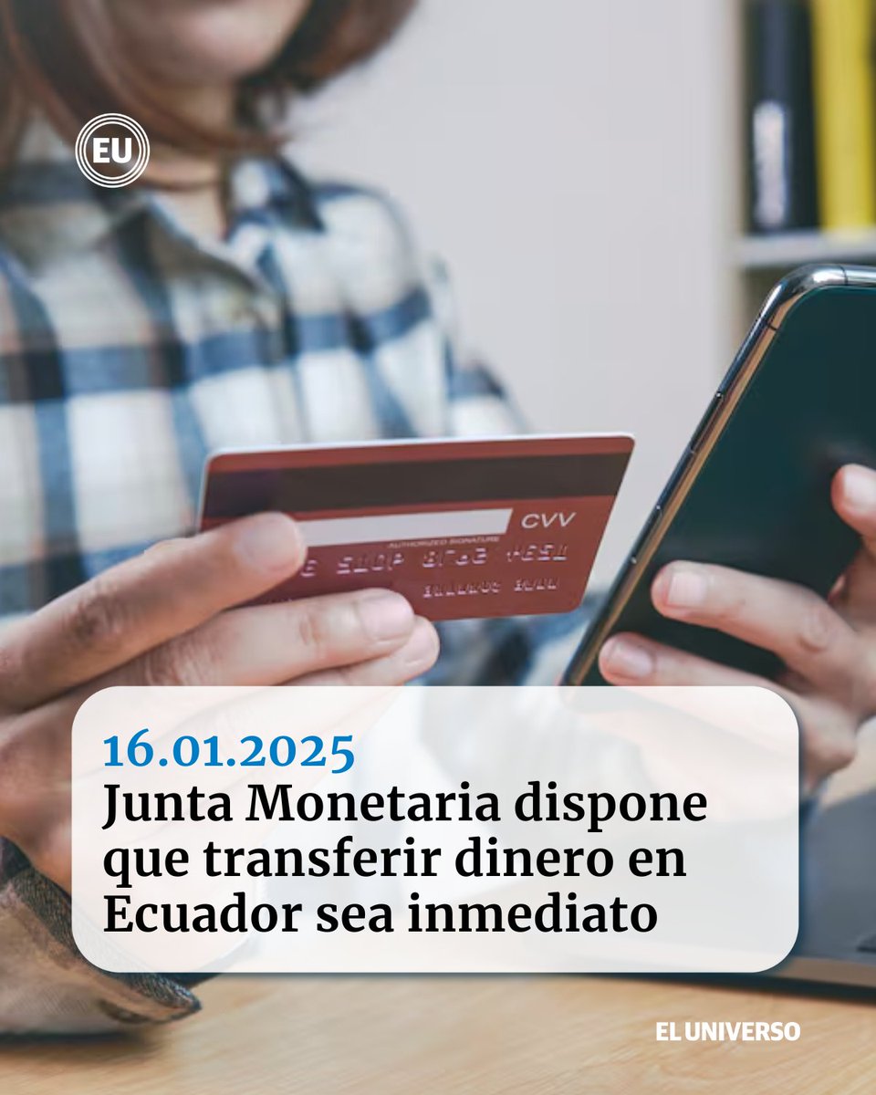 Junta Monetaria dispone que transferir dinero en Ecuador sea inmediato. ow.ly/1WKo50UHSrE