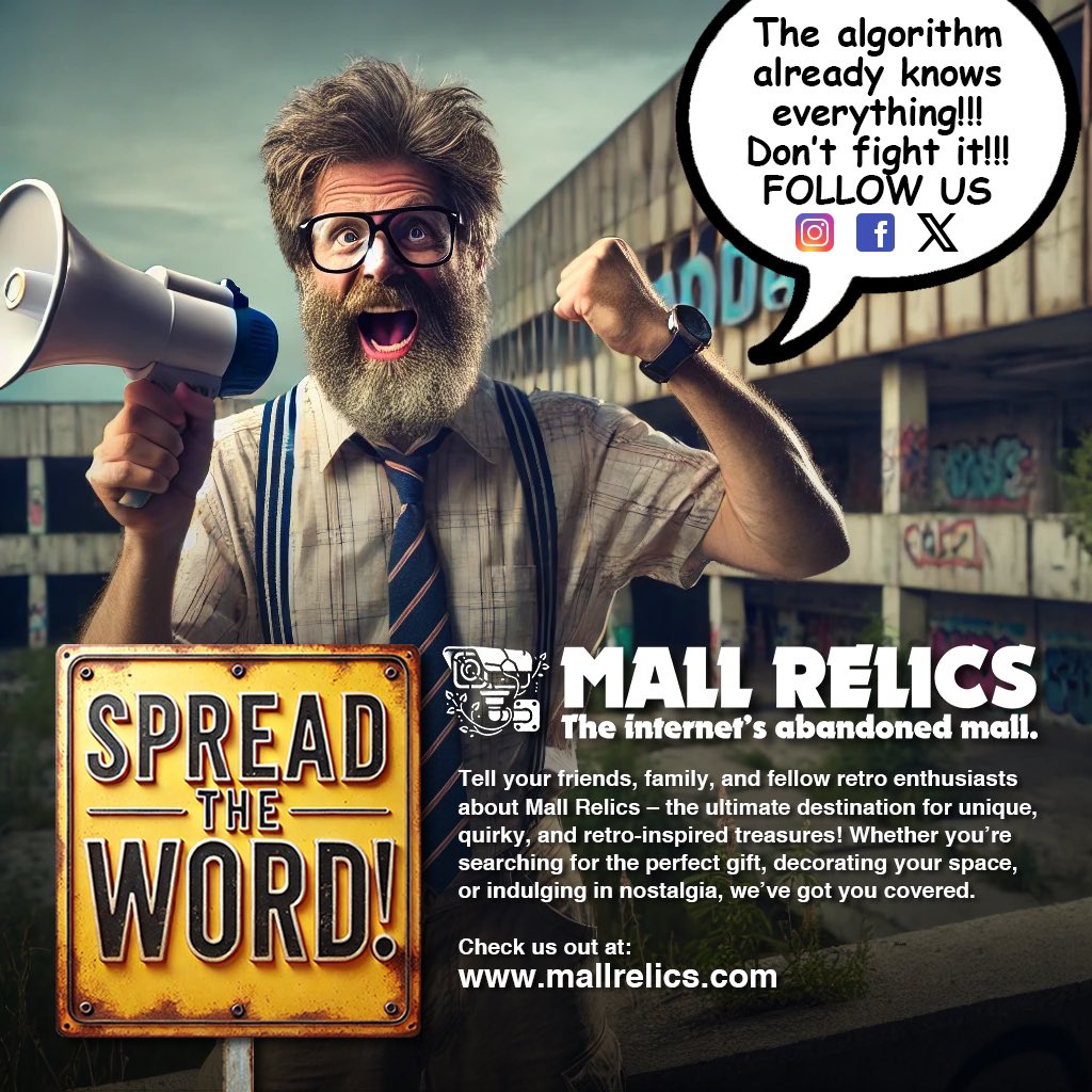 mallrelix's tweet photo. 🚨 SPREAD THE WORD! 🚨
Mall Relics has the best retro finds and vintage-inspired gifts! 🎉 Shop now at https://t.co/JUK2J9WliG and tag a friend who loves all things nostalgic.
Let’s start the retro revolution together! 🛍️✨
#MallRelics #ShopRetro #SupportSmall https://t.co/48WBn68TKX