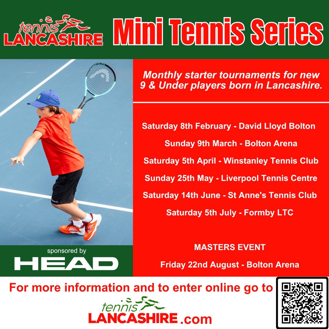 Launching the new Tennis Lancashire Mini Tennis Series. These 'Starter' competitions are for 8 and 9 &amp; Under players with little or no tournament experience. 🎾🌹