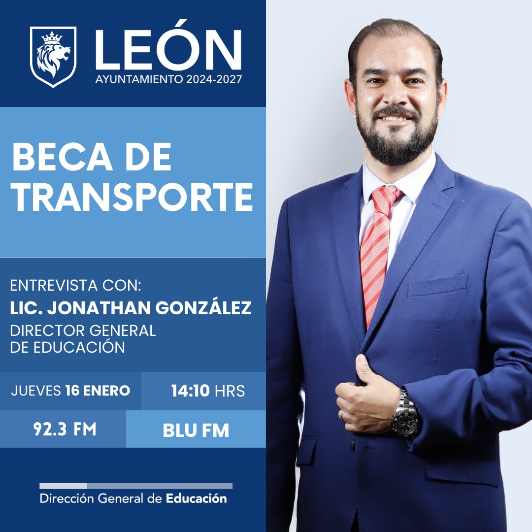📢 Estudiante, ¿ya te registraste en la convocatoria para 𝗕𝗲𝗰𝗮 𝗱𝗲 𝗧𝗿𝗮𝗻𝘀𝗽𝗼𝗿𝘁𝗲 𝟮𝟬𝟮𝟱?

📻 Escucha la entrevista que tendrá hoy nuestro director, el Lic. Jonathan González, y conoce más sobre este programa.

#MeLateLaEducación❤️ #CiudadEducadora
#SomosLeón