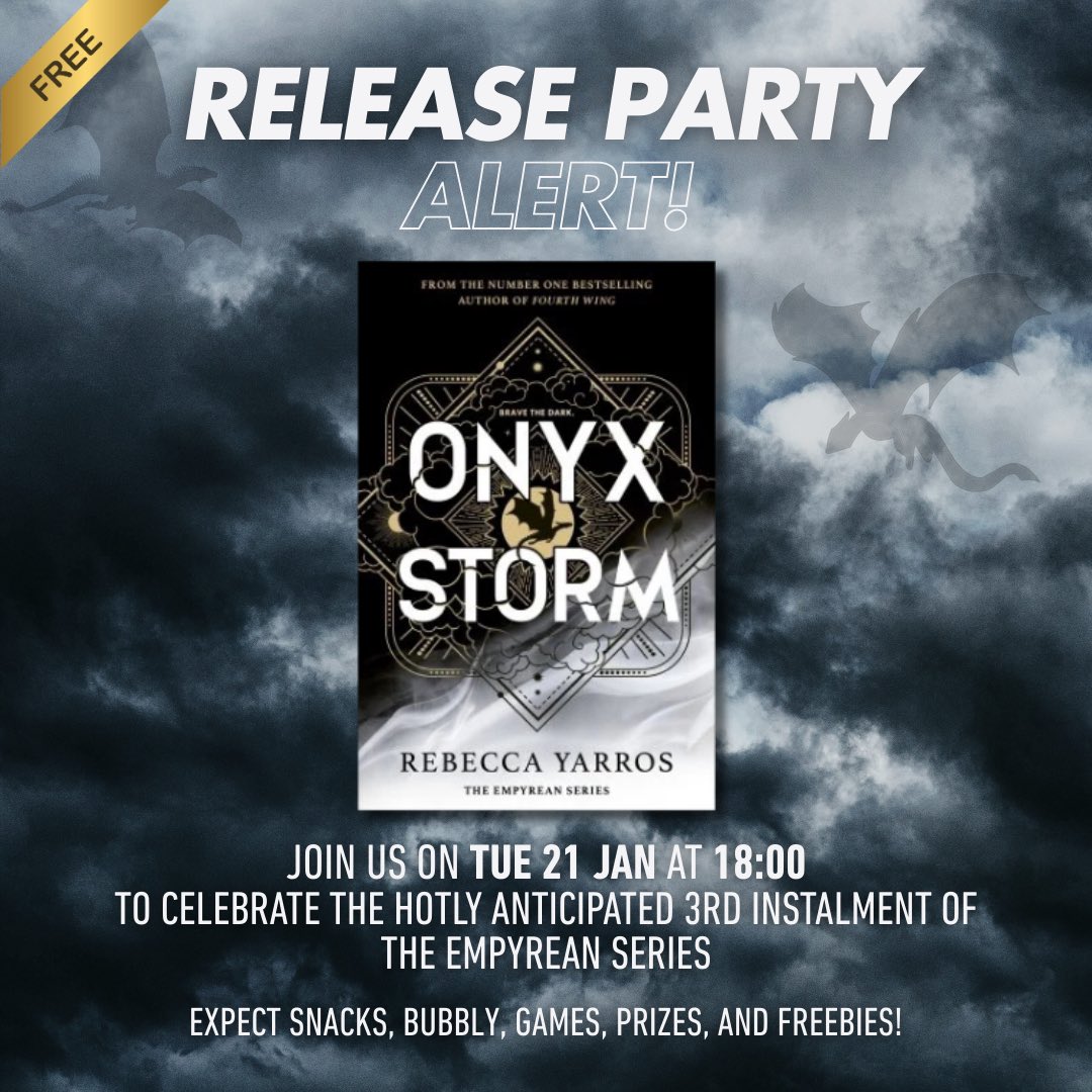 Need something to look forward to this icy January?!

We’ve been planning a very exciting evening to celebrate the release of Onyx Storm, and it’s looking like our best event to date! 

Come see us at 6pm next Tuesday to get involved in the fun (SO much fun)❤️‍🔥