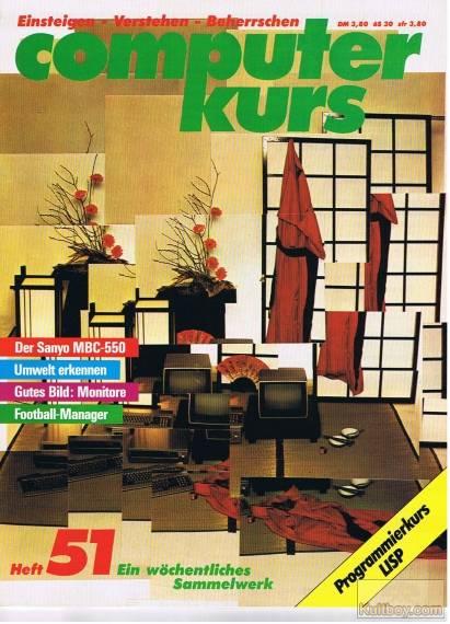Retrojournal_de's tweet photo. Computerkurs Heft 51 – mit dem Sanyo MBC-550 und vielen spannenden Themen wie Monitorqualität, Programmieren in LISP und einem Hauch von fernöstlichem Stil auf dem Cover. Retro pur! 🖥️📚 #RetroComputing #Computerkurs #SanyoMBC550 https://t.co/3GIP2Y7e72