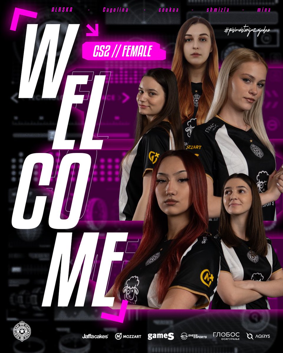 WELCOME TO BLACK AND WHITE! ⚫️⚪️

Partizan Esports is now richer by one esports section! It is the women's CS team, Partizan Valkyries!

Gordana “Cagolina” Čeprnja 🇷🇸
Anđela “cookaa” Kljajić 🇷🇸
Simona “shmizla” Novaković 🇷🇸
Mina “mina” Jaramaz 🇷🇸
Nevena “ALRSKA” Stojilković