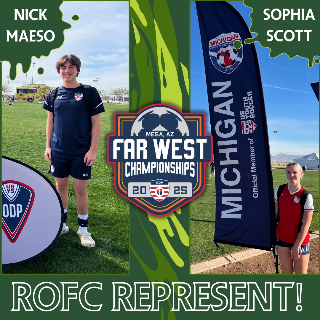 RoyalOak_FC's tweet photo. ODP Update: ROFC Shines at Far West Championships! π Kicking off the New Year right! Huge congratulations to Sophia Scott (2010 GG) and Nick Maeso (2008 BG) for representing ROFC at the 2025 @usysodpΒ Far West Championships in Mesa, Arizona!
#weareROFC https://t.co/ik0f2g9Za8