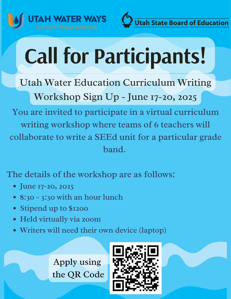 UtahWaterWays's tweet photo. 🌊 Exciting Collaboration for Utah’s Future! 🌊
 Utah K-12 science teachers: join us as we collectively prepare the next generation of water stewards. It all starts with quality education.  #utahteachers

Register Here: https://t.co/usNN9nBs0C https://t.co/yIlyyihz2E
