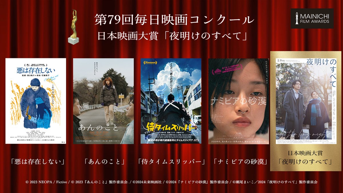 第79回毎日映画コンクール 日本映画大賞「夜明けのすべて」
#ひとシネマ