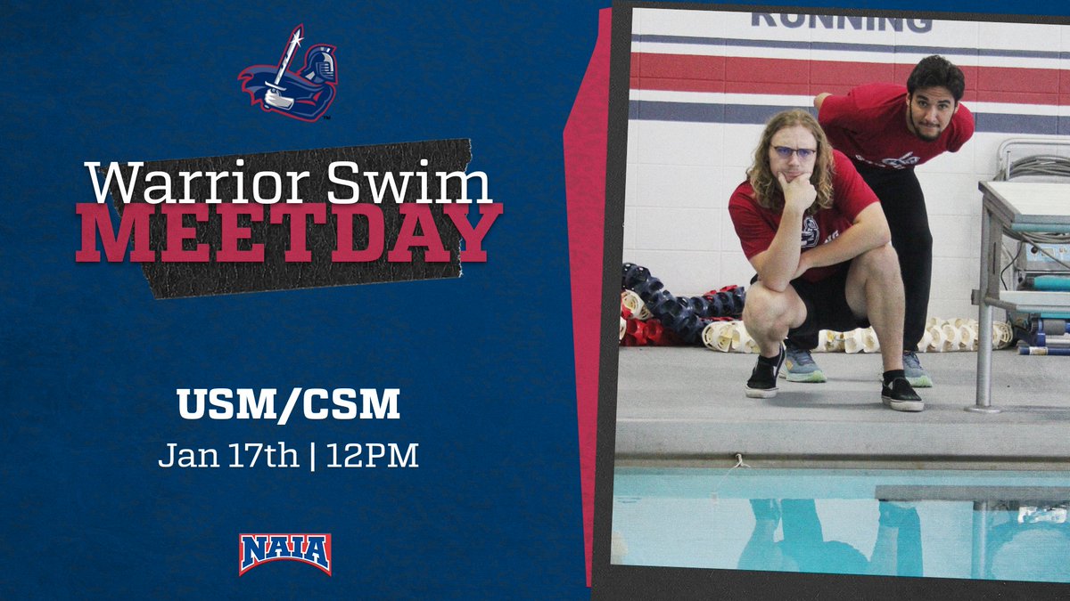 SWIM | ‼️MEET DAY‼️

<a href="/SCWarriorSwim/">Sterling College Swimming</a> hosts College of Saint Mary (CSM) and University of Saint Mary (USM) in the Sterling College Triangular. Don't miss out on all the action!

📍Hutchinson, Kan.
⏰ 12 PM

#SwordsUp #TraditionStartsHere