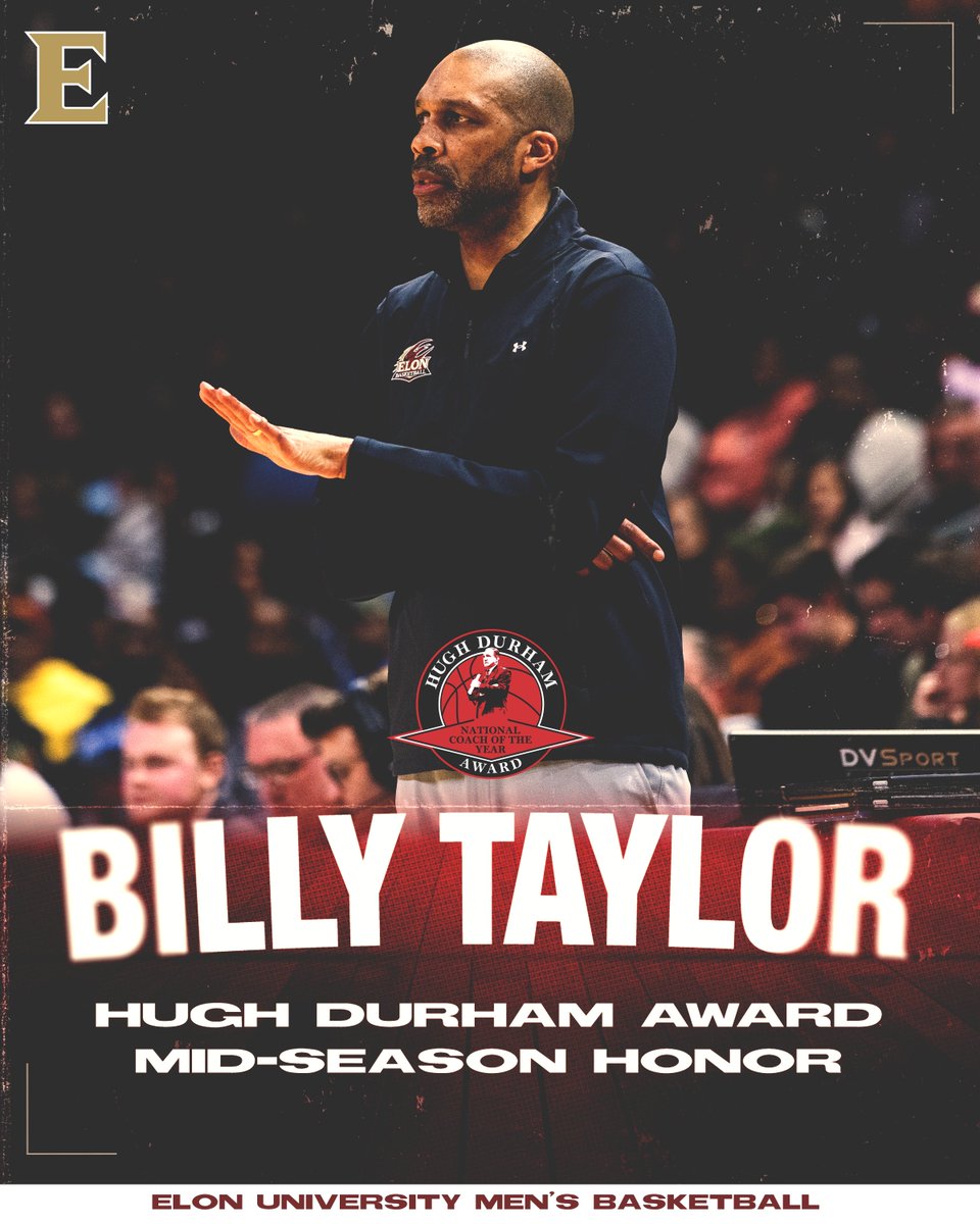 Elon Men's Basketball (@elonmbasketball) on Twitter photo He's our coach and one of the best!
Congratulations to <a href="/btaylorhoops/">Billy Taylor</a> on being named the Hugh Durham Award midseason coaching honor recipient!
📰 bit.ly/3CdnQ7w
#phoenixrising #SALT He's our coach and one of the best!
Congratulations to <a href="/btaylorhoops/">Billy Taylor</a> on being named the Hugh Durham Award midseason coaching honor recipient!
📰 bit.ly/3CdnQ7w
#phoenixrising #SALT